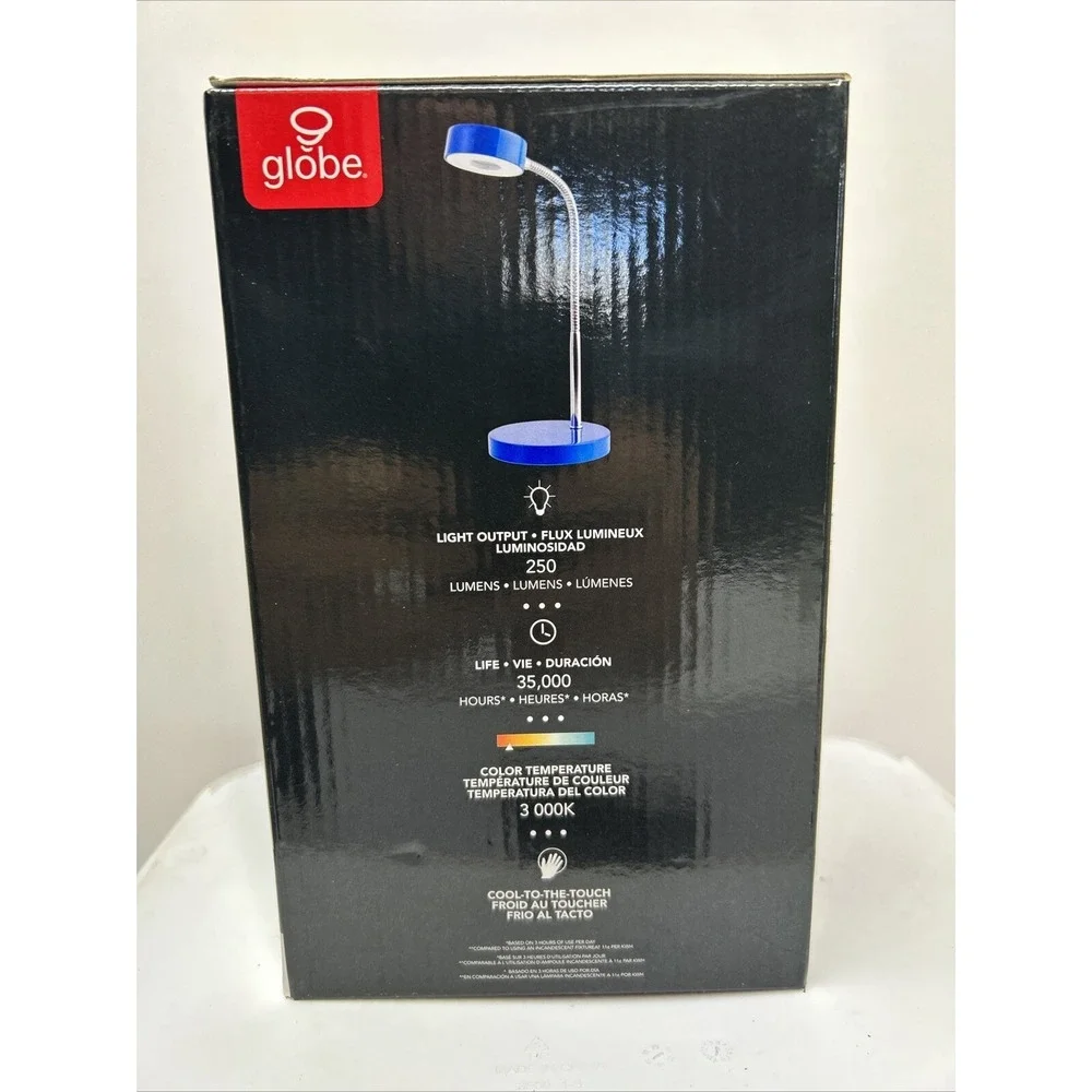 Globe Electric 12645 Energy Star Integrated LED Desk Lamp, Retro Blue, Chrome - Picture 2 of 6